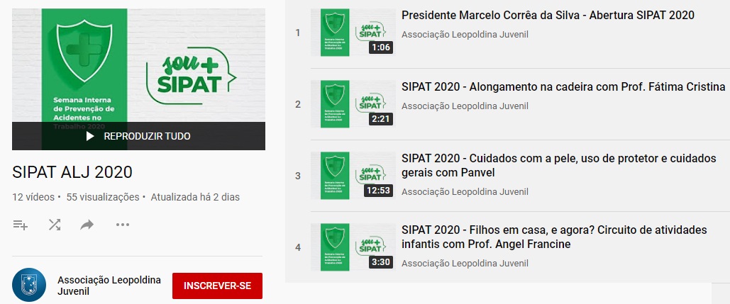 Vídeos estão no Youtube Associação Leopoldina Juvenil